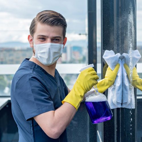 Star Facility staff Australian Star Facility staff Cleaning an office Window - Star Facility